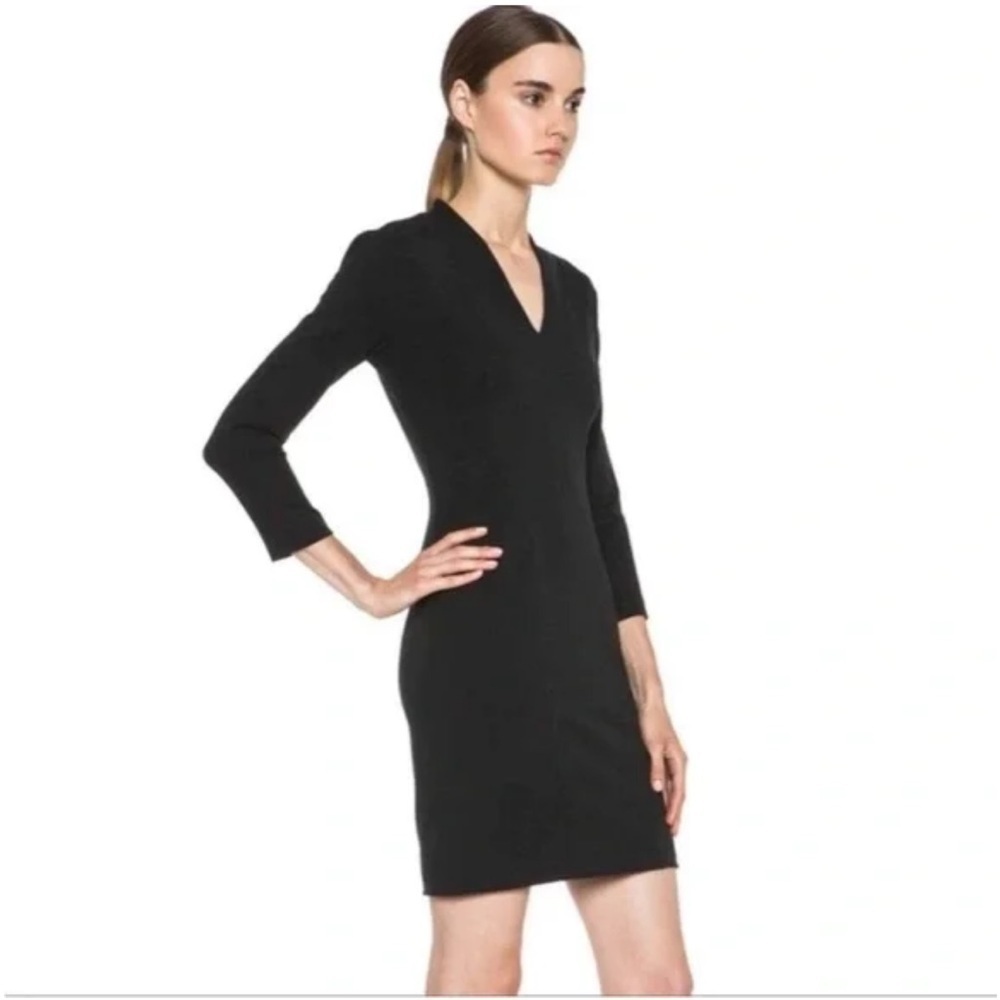 HELMUT LANG Black Zipper Back Dolman Sleeve V Neck Dress Womens sz M